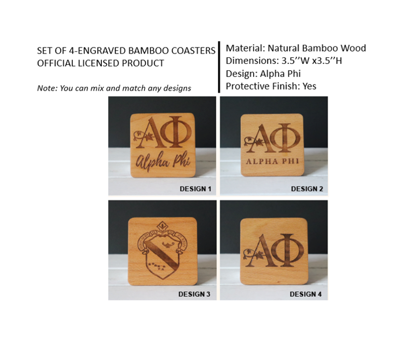 Alpha Phi (Set of 4-Full Logo)